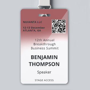 Conference Corporate Business Event Retro Red ID Badge