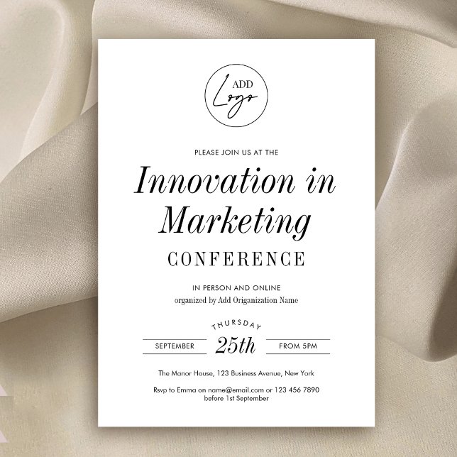 Conference Event Minimalist Logo Workshop Business Invitation (Modern business conference or lecture invitation in fully customizable minimalist design)