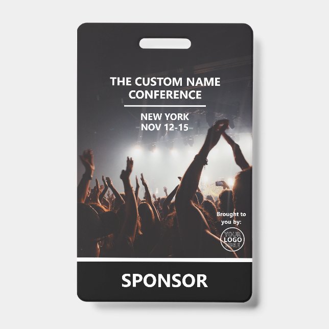 Conference Sponsor Access Pass QR Code Custom Logo ID Badge (Front)