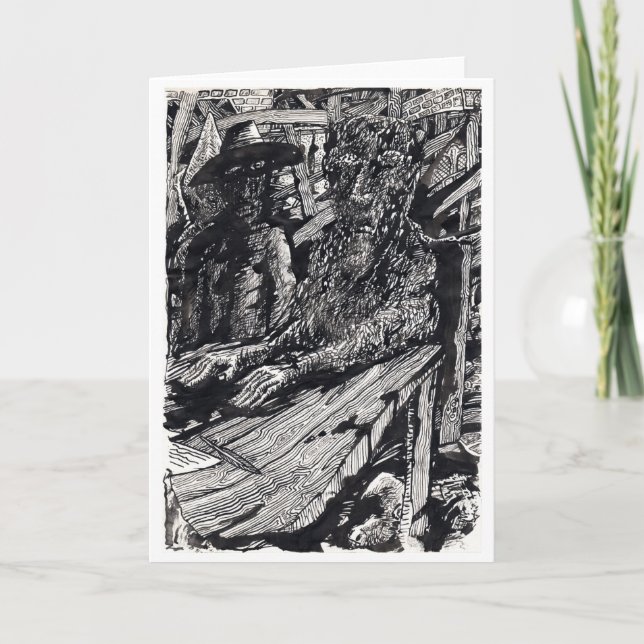 "Confess!" India ink drawing Card (Front)