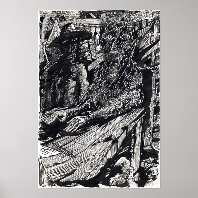 "Confess!", india ink drawing Poster (Front)