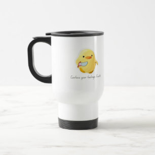 Confess Your Feelings Fast – Funny Duck with Knife Travel Mug