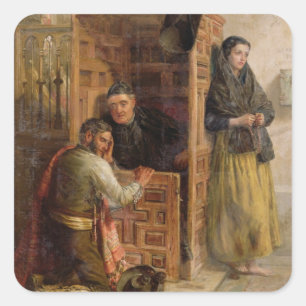 Confession, 1862 (oil on canvas) square sticker