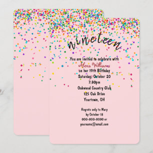 confetti 19th Birthday Party Invitation