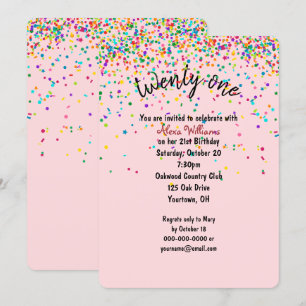 confetti 21st Birthday Party Invitation