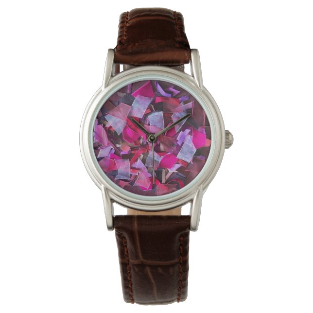 Confetti 3D effect burgundy pink purple girly   Watch (Front)