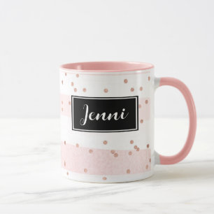 Confetti and Pink Stripes Personalised Mug