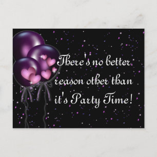 Confetti and Purple Balloons Party Invitation Postcard