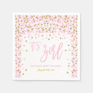 Confetti Baby Shower Napkin Pink Gold Baby Shower