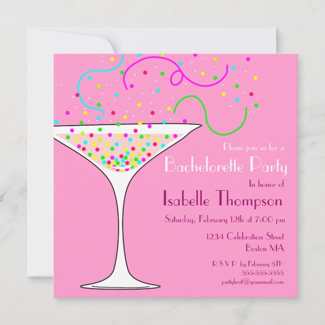 Confetti Bachelorette Party Invitation (Front)