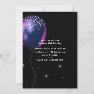 Confetti Balloon Birthday Party Invitation