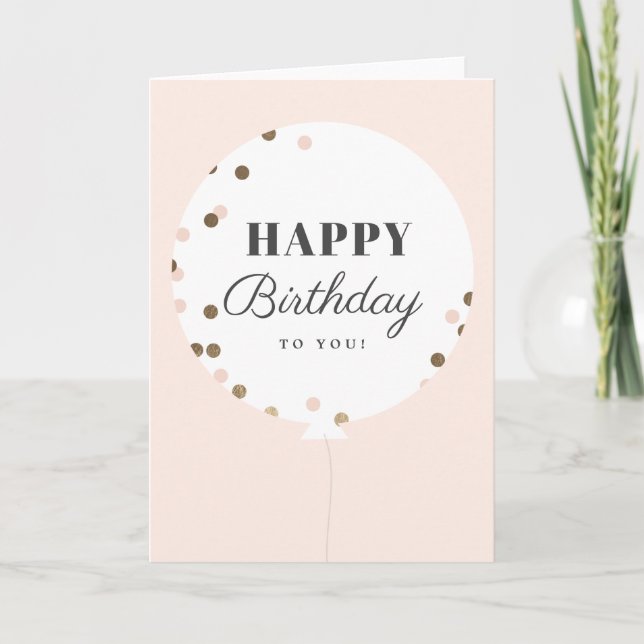 Confetti Balloon Happy Birthday Greeting Card (Front)