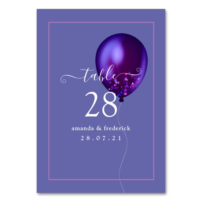 Confetti Balloon Table Number (Front)
