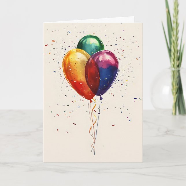 Confetti Balloons Colours Holiday Card (Front)