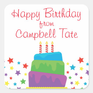 Confetti Birthday Cake Personalised Stickers