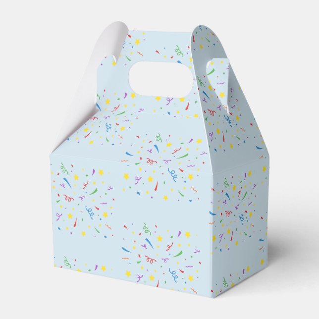 Confetti Blue 1st Birthday Favour Box (Front Side)