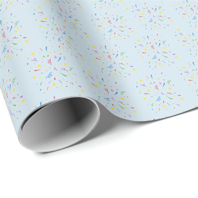 Confetti Blue 1st Birthday Wrapping Paper (Roll Corner)