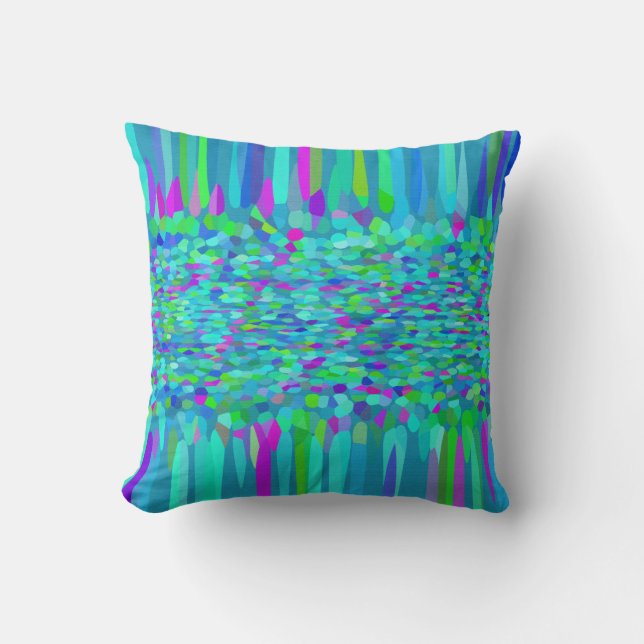 Confetti Blues Fringe Cushion (Front)