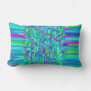 Confetti Blues Fringe Lumbar Cushion
