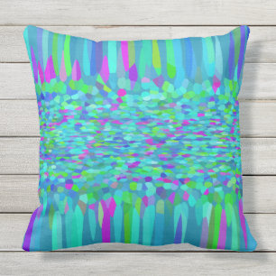 Confetti Blues Fringe Outdoor Cushion
