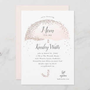 Confetti Blush Pink Glitter Umbrella Baby Shower Invitation