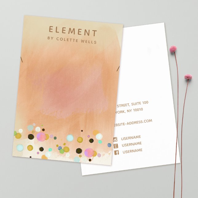 Confetti Boho Terracotta Watercolor Necklace  Business Card (Creator Uploaded)