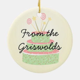 Confetti Cake • Green Birthday Cake Ceramic Tree Decoration