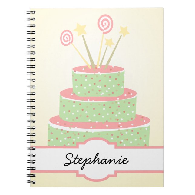 Confetti Cake • Green Birthday Cake Notebook (Front)