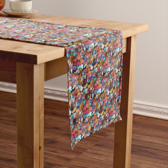 Confetti Carnival Party Colourful Paper Pieces Fun Short Table Runner (In Situ)