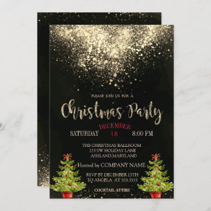 Confetti,Christmas Tree Christmas Company Party Invitation