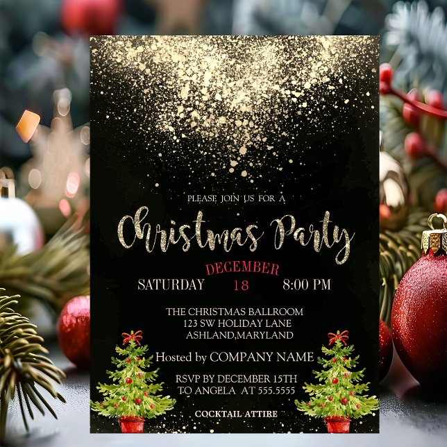 Confetti,Christmas Tree Christmas Company Party Invitation (Creator Uploaded)