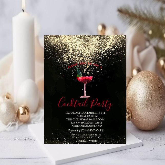  Confetti Cocktail Christmas Party Invitation (Creator Uploaded)