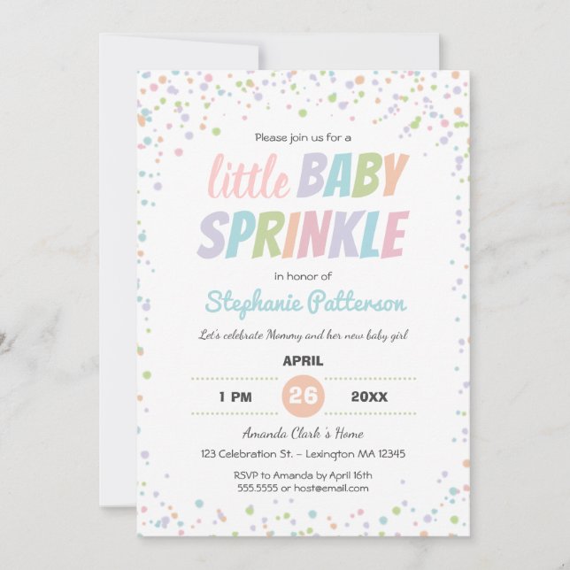 Confetti Colourful Cute Little Baby Sprinkle Showe Invitation (Front)