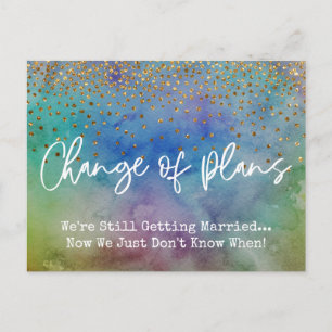 Confetti Colours Change of Plans Postponed Wedding Postcard