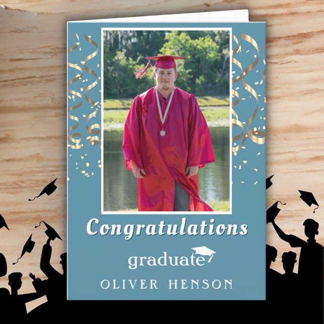 Confetti Congratulations Graduation Photo Card (Creator Uploaded)