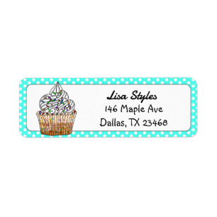 Confetti Cupcake with Sprinkles Polka Dot Return Address Label
