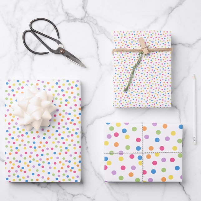 Confetti Dazzle (Dots) Wrapping Paper Sheet (Front)