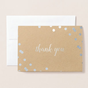 Confetti Dot Silver Foil Blank Thank You Card