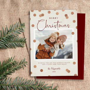 Confetti Dots Merry Christmas 2 Photo Holiday Card