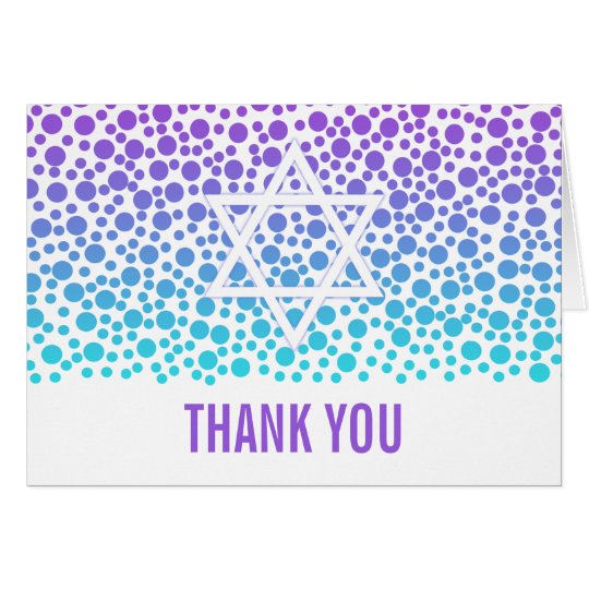Confetti Dots Purple Teal Bat Mitzvah Thank You Card