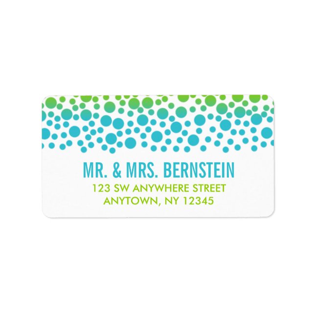 Confetti Dots Teal Lime Green Address Label (Front)