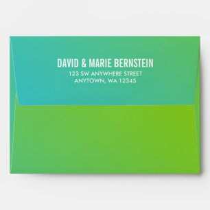 Confetti Dots Teal Lime Green Return Address Envelope