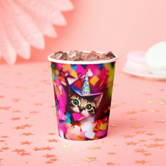 Confetti Eater Kitty - Birthday Cat Paper Cups