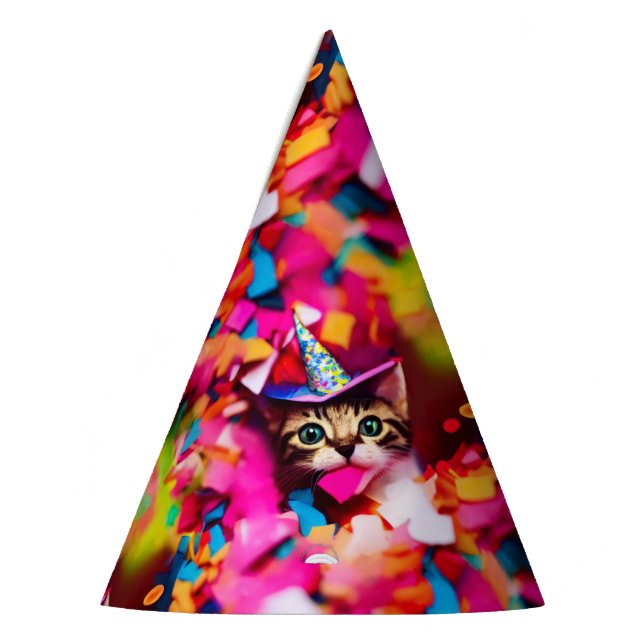 Confetti Eater Kitty - Birthday Cat Party Hats (Left)