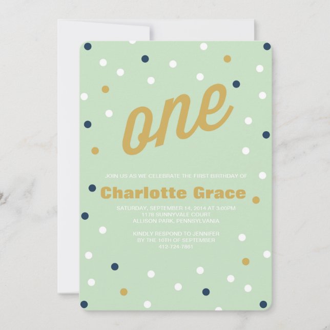 Confetti First Birthday Invitation (Front)