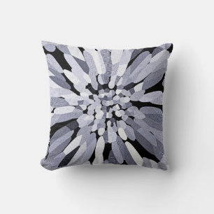 Confetti Flower in Black & White Cushion