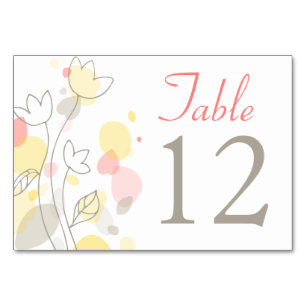 Confetti flower petal wedding table numbers