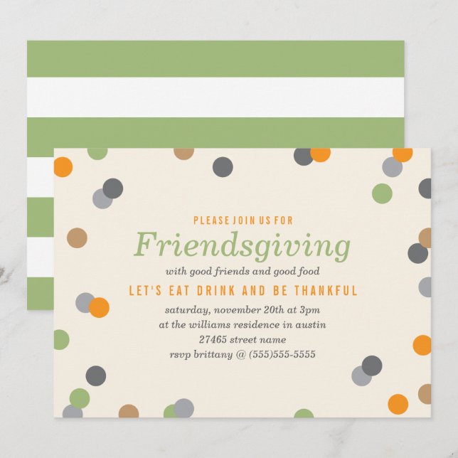 Confetti Friendsgiving Party Invitation (Front/Back)