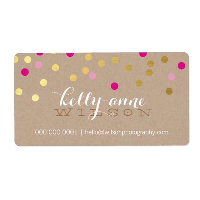 CONFETTI GLAMOROUS cute gold foil bold pink kraft (Front)