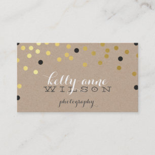 CONFETTI GLAMOROUS cute gold foil bold spot kraft Business Card